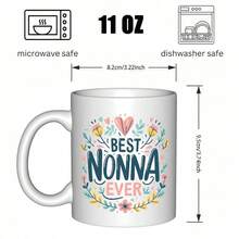 Best Nonna Ever Funny Italian Grandma Mug - 11oz Glass Coffee Cup With Vibrant Floral Design & Italian Text, Hand Wash Only, Heartfelt Gift For Mother's Day, Birthdays, Italian Heritage Celebrations - Nonna-Themed Gift For Women, Durable & Reusable, Perfect For Coffee, Tea, Or Hot Chocolate, Ideal For Italian-American Families, Travel-Friendly & Non- Grip, Cute Coffee Mug, Coffee Mugs For Women - trắng - Xem 5