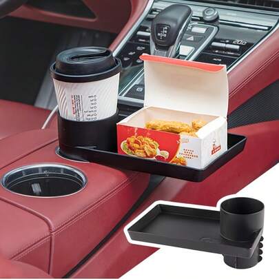Car Cup Holder Tray Storage Box] Car Cup Holder Tray Storage Box, Portable Snack Tray Storage Box, Easy Installation, Universal Type, PP Material, With Essential Interior Accessories Such As Mobile Phones, Beverag, Car Tray, Portable Car Tray, Compatible With Cars, Trucks, Suvs - Ideal For Road Trips, Daily Commute, And Vehicle Organization