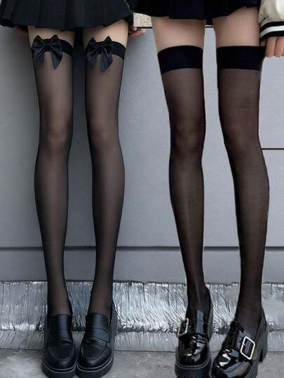 2 Paar sexy Spitzenbesatz durchsichtige Oberschenkel-Strümpfe, dünne Beinwärmer für den Sommer