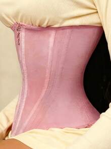 一件装束腰带，带拉链，高压缩收腹带，女士款，双钩拉链设计，米色，适合多种场合，透气紧致收腹，瑜伽、健身塑形，带纽扣和拉链，透气紧致收腹，适合春、秋、夏四季穿着 - 杏色 - 查看 4