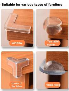 10pcs Silicone Corner Guards - Transparent, Strong Adhesive Safety Bumpers For Coffee Tables & Furniture Edges, L-Shaped/Round Options - Transparent - View 7