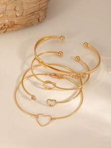 4pcs/Set Stainless Steel Bracelets Vintage Men's Fashion Woven Twist Texture Bangles For Women Jewelry Streetwear Goth Gifts