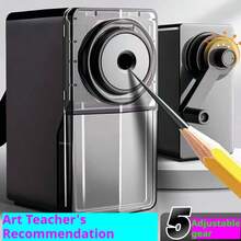 5-Gear Adjustable Manual Pencil Sharpener, Desk Pencil Sharpener With Container, Suitable For Children, Adults, Artists, Schools, Home Office Supplies, Black VB95 Art Sketch Pencil Sharpener With 5 Thickness Settings