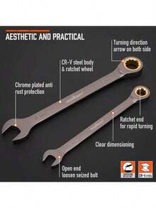 1pc 819mm Metric Ratchet Wrench, 72-Tooth Chrome Vanadium Steel Ratchet Combination Wrench With Organizer