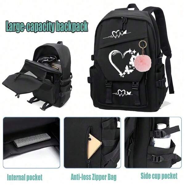 Belted Pattern Travel Backpack For Women, Carry On Backpack Charging Port & Shoe Pouch, Laptop Flight Approved, Nurse Bag Casual Daypack For Weekender Business Hiking, Pink Back To School Bag Cute Pendant Accessory, Christmas Gift