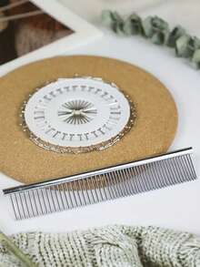 1 pieza Peine de acero inoxidable de color mixto | Herramienta de tejido y anudado a mano para manualidades de tela - Plateado - Ver 2