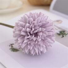Crisantemos artificiales con tallo para ramos, jarrones, centros de mesa y decoración del hogar y bodas. - Morado - Ver 6