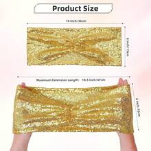 Gold Sequin Chair Sashes With Bow For Folding Chairs, Party Wedding Reception Decorations, 20 PCS - 金色 - 查看 4