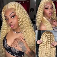 613 Blonde Deep Wave 13x4 Lace Front Wig Transparent HD Lace Human Hair Pre Plucked For Women - S613 - View 3