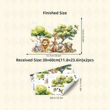 BRUP 1/2 Sheets Cute Animal Wall Stickers With Giraffe Badger Rabbit Bear Fox And Hedgehog, Removable Waterproof Nursery Decals For Kids Room Decor, Gentle Color Forest Friends Theme