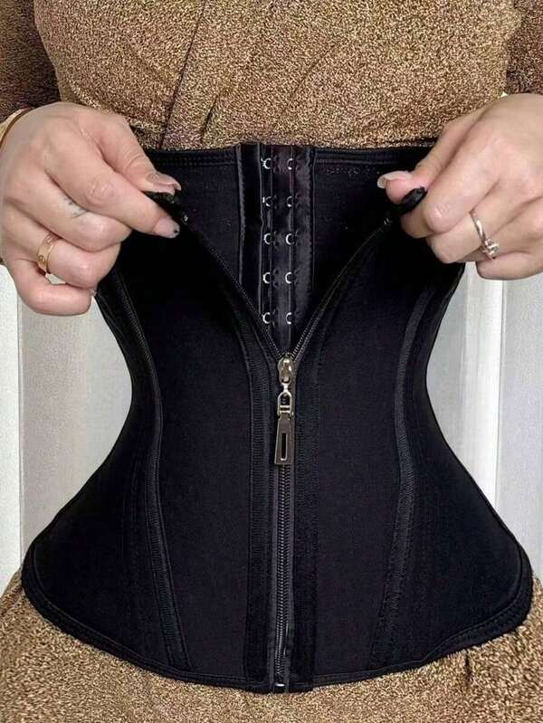 1pc Women's Fitness Shapewear, Black Waist Trainer Belt, Waist & Hip Trainer Compression Band, Postpartum Slimming Waist Cincher, Minimalist Design, Breathable Mesh Material