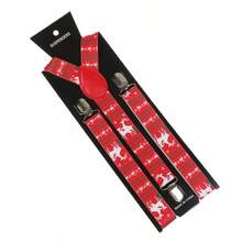 1 pieza Tirantes ajustables de estilo navideño para hombres, tirantes elásticos en Y de estilo unisex con broches de metal resistentes, tirantes de longitud extendida (60-95 cm/23.62-37.4") para dar un ambiente festivo navideño en casa