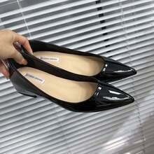 Zapatos planos de punta afilada con aumento de altura interna estilo francés para mujeres, primavera y otoño 2025, nuevos zapatos elegantes y versátiles de boca poco profunda para el trabajo - Negro - Ver 8