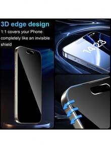 Yezodawee 1Pack 360 Degree Privacy Screen Protector With 1 Pack 4 Conner Protective Phone Case Compatible With IPhone 17 Pro Max/17 Pro/17 Air/17/16 Pro 6.3 Inches, 4 Directions Horizontal And Vertical All Around Anti Spy Tempered Glass Film, 4 Directions 360 Degree All-Round Privacy Protection, Make Your Cell Phone Screen Be Invisible To Left ,Right, Up & Down.Face ID Sensitive,Full Coverage