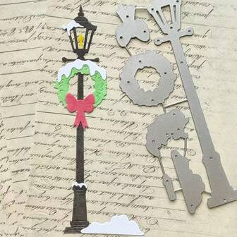 1PC Christmas Street Light Cutting Dies, New Arrival Die Cuts, Embossing Stencils For DIY Crafting Scrapbooking Supplies, Template Mould, Photo Album Decorative Paper Die Cuts For Card