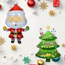 2 piezas Globos de papel de aluminio con forma de árbol de Navidad y Papá Noel, globos de helio para decoración navideña en el hogar y fiestas, decoración 2026 - Multicolor - Ver 2