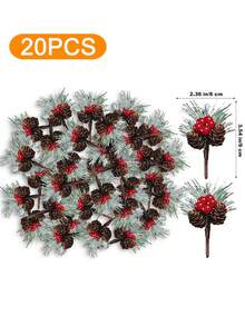 5/10/20/30Pcs Artificial Pine Picks, Pine Needles Branches With Red Berry Stems, Small Fake Berries Pinecones Branches For Crafts Tree DIY Garland Holiday Wreath Best Gifts Birthday Home Decor Christmas Decorations Room Decor Christmas Winter Christmas Decorations Home Christmas Gifts Christmas Decor - Multicolor - View 15
