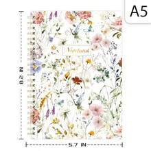 Spiral Notebook - Notebooks With Back Pocket 5.7" * 8.2" Journal Notebook With Thick Paper And Back Pocket 160 Pages College Ruled Notebook/Journal With Twin-Wire Binding Journals For Women - Floral - trắng2 - Xem 4