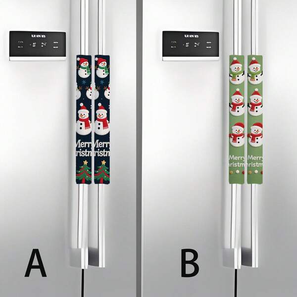 2pcs Christmas Pattern Refrigerator Door Handle Covers, Dust-Proof Door Handle Protectors For Refrigerator, Microwave, Anti-Slip Anti-Oil, Suitable For School, Office, Home, Travel