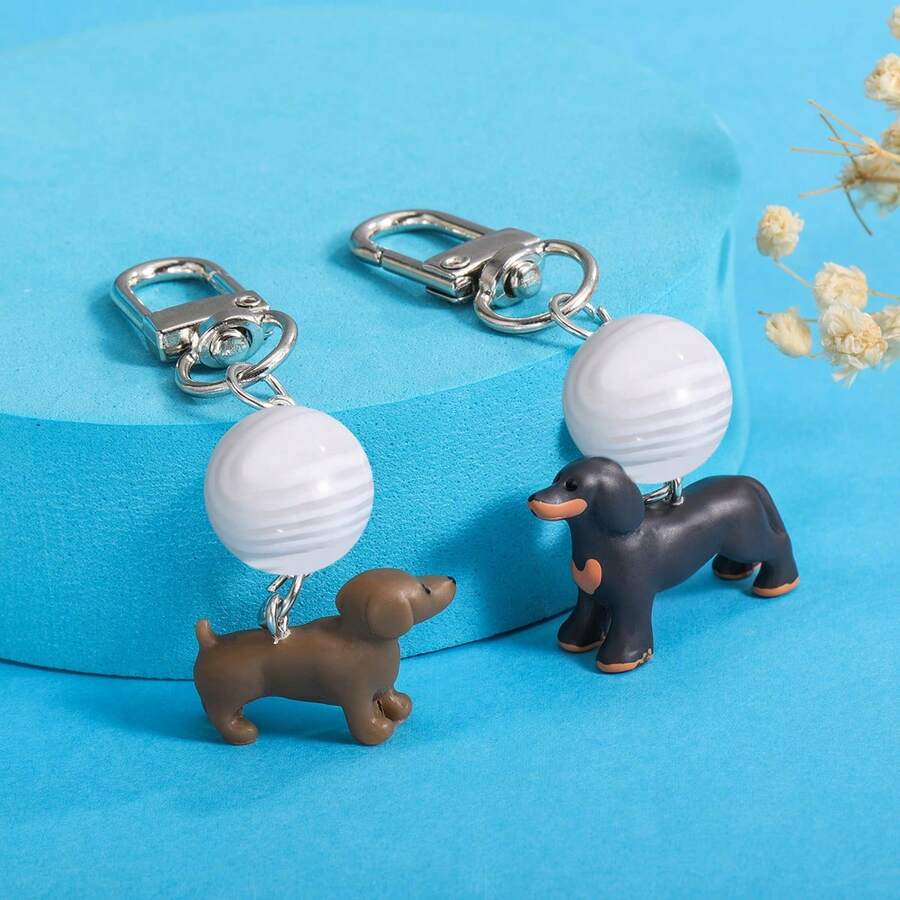 3D Cartoon Sausage Dog Shaped Keychain, Cute Pendant Decoration For Backpack, Bag, Car Keys, Holiday Small Gift Christmas