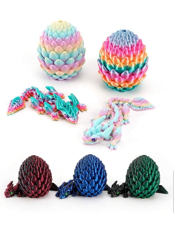 1 set de ouă de dragon din cristal de gheață imprimate 3D, cutie de depozitare pentru obiecte de prezentare artizanală, decor creativ cu model, potrivit pentru decorarea casei și a biroului, cel mai bun cadou lucrat manual cu jucării de dragon, cadou ideal pentru bărbați, cadou de Crăciun, cadou de festival și de ziua de naștere