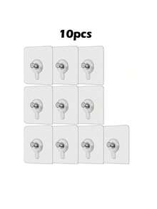 1pc/10/20 Pcs Of Photo Frame Wall Hooks, Transparent And Reusable Adhesive Hooks, Waterproof And Oil Resistant, Bathroom And Kitchen Wall Hooks - Transparent - View 6