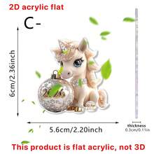 1/4 Pcs 2026 Horse Keychain Acrylic Car Interior 2D Backpack Pendant Christmas Tree Decoration Party Supplies Gift - Multicolor - View 12