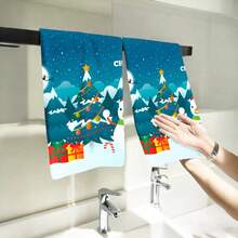 2PCS Christmas Kitchen Towels Christmas Tree Snowman Gift Candy Cane Dish Towels, Contemporary Style, Soft Microfiber, Quick Dry, Suitable For, Gym, Travel, Dining Room, Winter Decor Gift