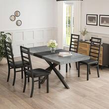 Mesa de comedor extensible de 71 pulgadas para 4 6 8 personas, mesa rectangular de cocina de madera con almacenamiento oculto, diseño de ahorro de espacio para espacios pequeños, apartamentos, comedor - Gris Oscuro - Ver 10