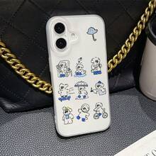 Halbtransparente Neue Kreative Luxusmode Cartoon Welpen Baden Skateboardfahren Reiten Handyhülle Kompatibel mit iPhone 17 Air 16 16e 15 14 13 12 11 Pro Max X XR XSMAX 8 7 e Plus Matte Halbtransparente Weiche Hülle Rückseite - Transparent - Übersicht 7