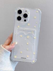 1pc Fashionable Creative Full-Screen Star, Snowflake & Polka Dot Pattern Transparent Shockproof Phone Case, Compatible With Apple XS/XS Max/XR/11/12/13/14/14 Plus/15/15 Plus/16/16 Plus/7/8 Plus/17/17 Pro And Other Models - Multicolor - View 1