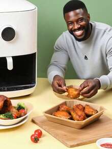 200/100张空气炸锅纸内衬空气炸锅一次性纸内衬防油防水空气炸锅纸篮碗内衬6英寸100/50/25张纸质空气炸锅内衬，默认OPP包装，6英寸不粘圆形烘焙纸，兼容大多数空气炸锅 - 彩色 - 查看 4