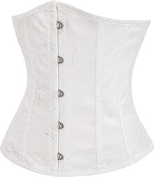 Womens Vintage Floral Print Underbust Corset Tops Vintage Boned Corset Belt Corset - 白色 - 查看 3