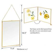 Marco de Fotos de Latón Dorado de 22, 9 x 29 para Pared - Doble Vidrio y Visualización Flotante, Ideal para Flores Presionadas Ilustraciones - Multicolor - Ver 3