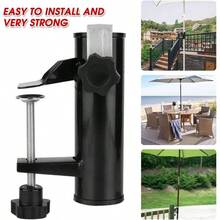 - Soporte para sombrilla de patio, soporte para paraguas de terraza, soporte de metal, clip para playa, pesca, soporte para sombrilla para balcn, color negro - Negro - - Ver 5