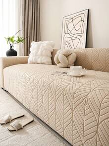 天鹅绒经典沙发套，叶子图案半包式沙发套，宠物友好型沙发垫 - 95% 涤纶 5% 氨纶，透气弹力，适用于 1/2/3/4 座沙发，四季皆宜，舒适简约，提升居家幸福感 - 彩色 - 查看 6