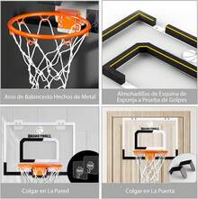Tablero de Basquetbol para Niños, Mini Canasta de Baloncesto de Pared Interior, Aro Reforzado y 3 Mini Balón, Canasta Básquetbol para Puerta y Pared, Regalo Juguetes Deportivos - Blanco y Negro - Ver 5