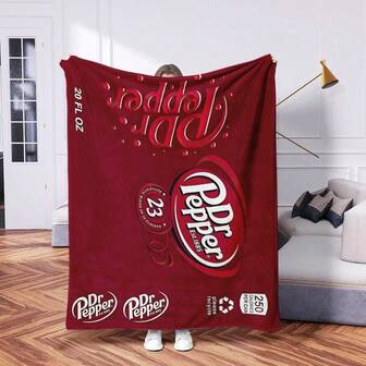 1pc Contemporary Flannel Fashionable Red Design Blanket - Comfortable Warm Digital Printed Knit Throw Blanket, Suitable For Napping, Sofa, Office, Camping, Multipurpose Gift, All Seasons