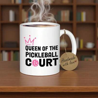 1pc Pickleball-Themed Ceramic Mug With Queen Of The Pickleball Court & Paddle Print - Non- Grip, Hand Wash Only, Unisex Coffee Cup For Players, Coaches, Gifts (Pink/Purple/Paddle Design) - Durable Tabletennis-Like Cup, Coffee Mug, Funny Coffee Mugs, Funny Items, Mugs With Funny Sayings, Mother Gifts, Mothers Day Gift, Wife Gifts From Husband, Gifts For Women, Mug For Teachers Day, Birthday Gifts For Mum, To My Wife Mug, Cups And Mugs, Mums Birthday Gifts, Christmas