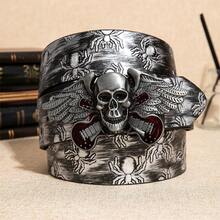 1条男士复古西部Y2K雕花金属扣休闲腰带，适合日常穿着，复古秋冬都市风，经典圣诞冬季时尚，日常男士男友礼物 - 彩色 - 查看 8