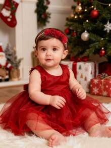 3 Stück/Set süße Baby Mehrfarbig Rosenblüten, Chiffon Blumen & Spitzenblumen Dekor Elastische Stirnbänder