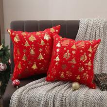 1 Pc Craftsmanship Hot Stamping Luxurious Soft Comfortable Pillow Cover, Living Room Sofa Pillowcase, No Pillow Core, Invisible Zipper
