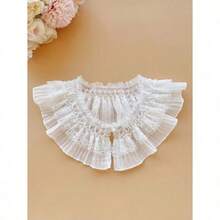1pc Women's Sweet & Salty Multilayered Lace Mesh Fake Collar With Stretch Accessories Women Valentine's Day - 白色 - 查看 1