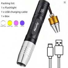 Alonefire SV124 玉石探测灯，4 种模式，365nm 可充电玉石识别手电筒，UV LED 紫外线手电筒，用于探测祖母绿、珠宝宝石和琥珀，露营装备，露营必备品 - 彩色 - 查看 11