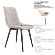 2 Sets Of Armchairs With Metal Frame, Linen Plastic Leather, Comfortable Dining Chair With Sturdy Structure, Lightweight And Modern Multifunctional Space - 灰色 - 查看 10