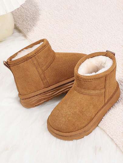 زوج من بوت الشتاء الجديدة للأطفال ذات القاع الناعم والموضة المتعددة الاستخدامات، مقاومة للثلج للخارج، بوت شتوية دافئة للبنات مبطنة بالفرو المتعددة الاستخدامات، بوت مقاومة للثلج للأطفال الصغار/الأطفال الصغار/الأطفال الكبار للاستخدام اليومي في الخارج