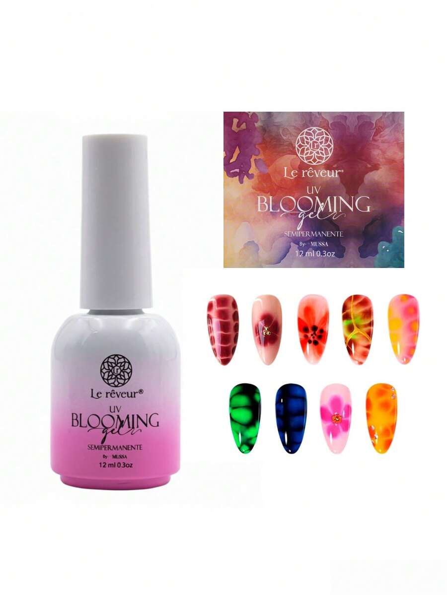 Gel Blooming UV LED Para Efecto De Uñas gel Blooming UV LED efecto floracion para uñas cosmetica profesional gel diseño efecto degradado compatibilidad lampara UV LED acabado duradero ideal salon manicura envio rapido garantia calidad cosmetica - transparente - Ver 1