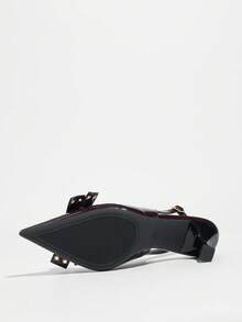 Jin Bei Qi 1 Paar Damen Spitze Zehen Knotenriemen High Heel Schuhe, lackiertes Leder Material, bequem und elegant für Nachtpartys, Outdoor-Aktivitäten, Hochzeiten, formelle Anlässe, Schlupf-Design, Stilettoabsatz, geeignet für alle Jahreszeiten, Braun, Kitten Heels, Frühling Sommer Outfits - Braun - Übersicht 6