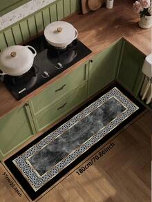 1 件装硅胶厨房垫，几何花卉图案，中间灰色纹理设计，兼具装饰性和实用性，缓冲防疲劳厨房地毯，表面织物材质，中间海绵吸水材质，底部橡胶材质，防滑易清洁厨房垫/地毯 - 彩色 - 查看 10