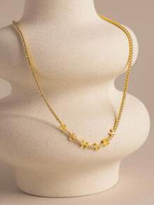 1pc Personalized Nameplate Necklace, Can Customize 1-12 Letter Name, Standard Y-Shape Nameplate Necklace, Upgrade Your Fashion Jewelry Gift, Gold-Plated Name Necklace, Charming New Year Choice